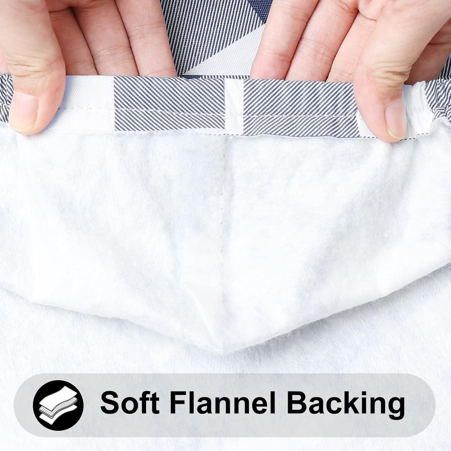 imageSmiry Rectangle Picnic Table Cloth Elastic Waterproof Fitted Vinyl Tablecloth for 4 FT Tables Flannel Backed Buffalo Plaid Table Covers for Dining Camping Outdoor White and Grey 30quot x 48quotNavy and White