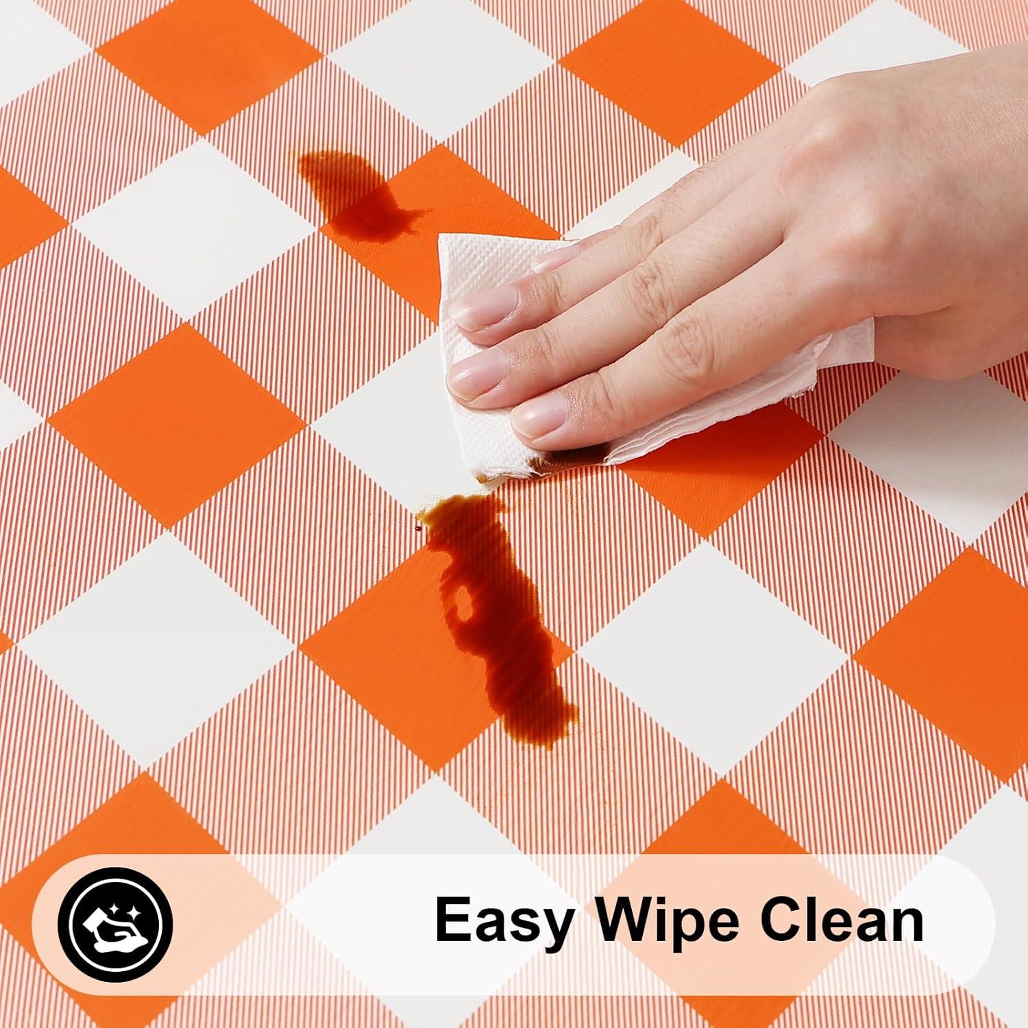 imageSmiry Rectangle Picnic Table Cloth Elastic Waterproof Fitted Vinyl Tablecloth for 4 FT Tables Flannel Backed Buffalo Plaid Table Covers for Dining Camping Outdoor White and Grey 30quot x 48quotOrange and White
