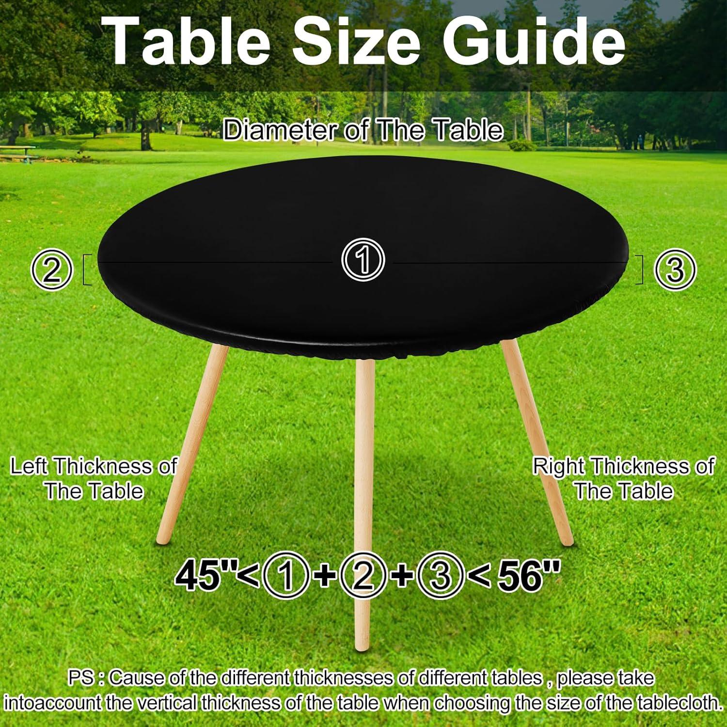 imageSmiry Round Table Cloth Cover Elastic Fitted Flannel Backed Vinyl Tablecloths for 45quot56quot Round Tables Waterproof Wipeable Table Covers for Indoor Outdoor Picnic and Camping BlackBlack