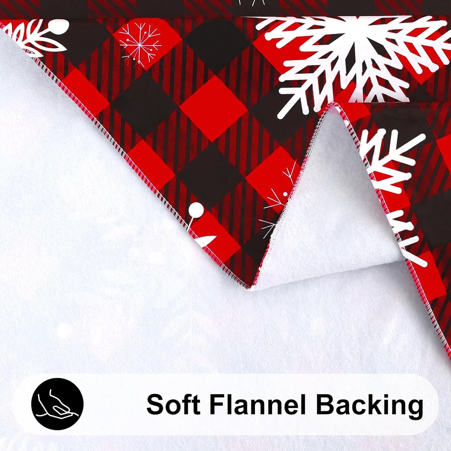 imageSmiry Snowflake Flannel Backed Vinyl Tablecloth Waterproof Round Table Cloth Wipeable Christmas Table Cover for Indoor and Outdoor 60quot Round Black and Red