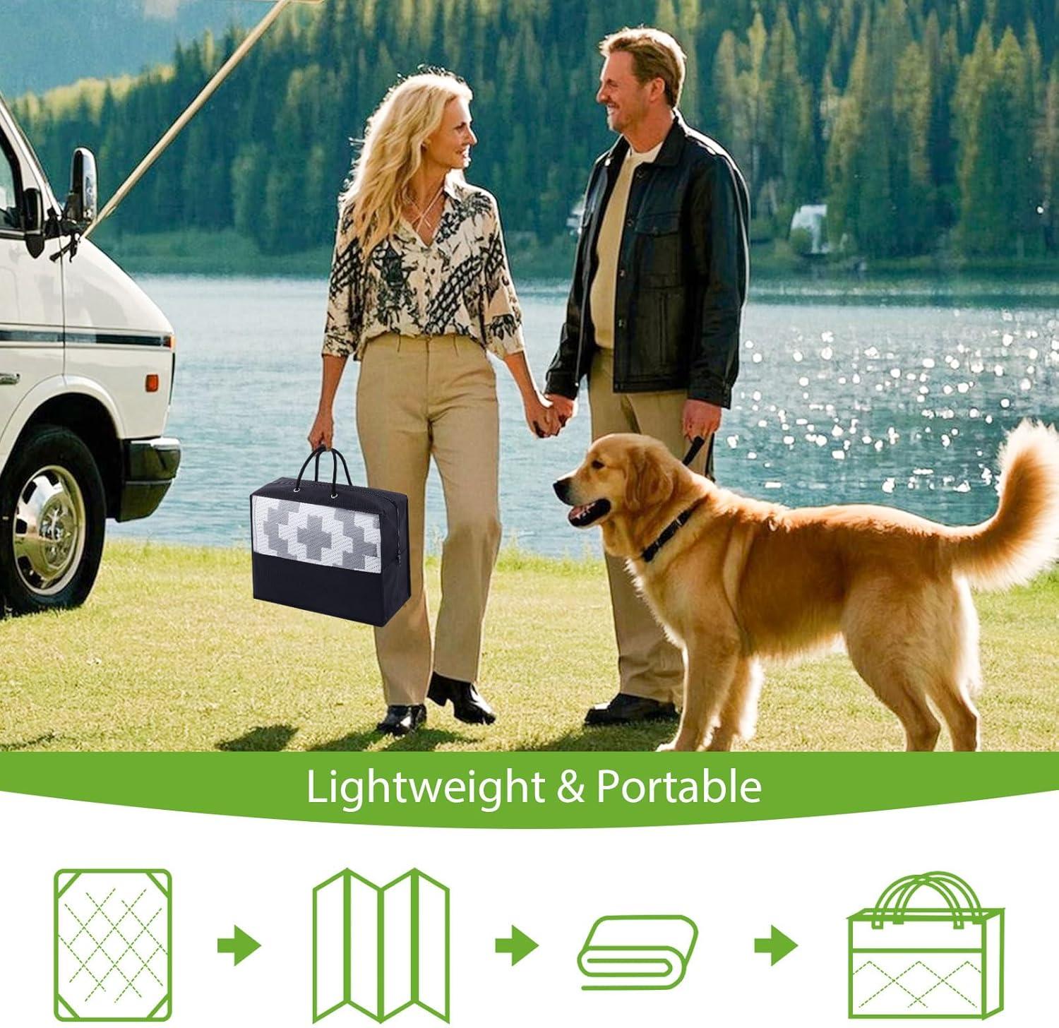 imageSmiry Waterproof Outdoor Rug 5x8 ft Reversible Plastic Straw Patio Camping Rugs Outdoor Indoor RV Mat Carpet for Patio Outside Entry Backyard Deck Bench Picnic Camper White ampamp GreyWhite and Grey