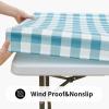 imageSmiry Rectangle Picnic Table Cloth Elastic Waterproof Fitted Vinyl Tablecloth for 4 FT Tables Flannel Backed Buffalo Plaid Table Covers for Dining Camping Outdoor White and Grey 30quot x 48quotAqua and White