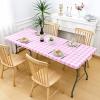imageSmiry Rectangle Picnic Table Cloth Elastic Waterproof Fitted Vinyl Tablecloth for 4 FT Tables Flannel Backed Buffalo Plaid Table Covers for Dining Camping Outdoor White and Grey 30quot x 48quotPink and White