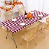 imageSmiry Rectangle Picnic Table Cloth Elastic Waterproof Fitted Vinyl Tablecloth for 4 FT Tables Flannel Backed Buffalo Plaid Table Covers for Dining Camping Outdoor White and Grey 30quot x 48quotBurgundy and White