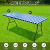 imageSmiry Rectangle Picnic Table Cloth Elastic Waterproof Fitted Vinyl Tablecloth for 4 FT Tables Flannel Backed Buffalo Plaid Table Covers for Dining Camping Outdoor White and Grey 30quot x 48quotBlue and White