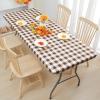 imageSmiry Rectangle Picnic Table Cloth Elastic Waterproof Fitted Vinyl Tablecloth for 4 FT Tables Flannel Backed Buffalo Plaid Table Covers for Dining Camping Outdoor White and Grey 30quot x 48quotBrown and White