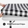 imageSmiry Rectangle Picnic Table Cloth Elastic Waterproof Fitted Vinyl Tablecloth for 4 FT Tables Flannel Backed Buffalo Plaid Table Covers for Dining Camping Outdoor White and Grey 30quot x 48quotBlack and White
