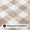 imageSmiry Rectangle Picnic Table Cloth Elastic Waterproof Fitted Vinyl Tablecloth for 4 FT Tables Flannel Backed Buffalo Plaid Table Covers for Dining Camping Outdoor White and Grey 30quot x 48quotKhaki and White