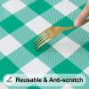 imageSmiry Rectangle Picnic Table Cloth Elastic Waterproof Fitted Vinyl Tablecloth for 4 FT Tables Flannel Backed Buffalo Plaid Table Covers for Dining Camping Outdoor White and Grey 30quot x 48quotGreen and White