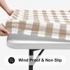 imageSmiry Rectangle Picnic Table Cloth Elastic Waterproof Fitted Vinyl Tablecloth for 4 FT Tables Flannel Backed Buffalo Plaid Table Covers for Dining Camping Outdoor White and Grey 30quot x 48quotKhaki and White