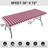 imageSmiry Rectangle Picnic Table Cloth Elastic Waterproof Fitted Vinyl Tablecloth for 4 FT Tables Flannel Backed Buffalo Plaid Table Covers for Dining Camping Outdoor White and Grey 30quot x 48quotBurgundy and White