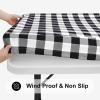 imageSmiry Rectangle Picnic Table Cloth Elastic Waterproof Fitted Vinyl Tablecloth for 4 FT Tables Flannel Backed Buffalo Plaid Table Covers for Dining Camping Outdoor White and Grey 30quot x 48quotBlack and White