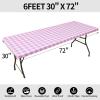 imageSmiry Rectangle Picnic Table Cloth Elastic Waterproof Fitted Vinyl Tablecloth for 4 FT Tables Flannel Backed Buffalo Plaid Table Covers for Dining Camping Outdoor White and Grey 30quot x 48quotPink and White