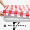 imageSmiry Rectangle Picnic Table Cloth Elastic Waterproof Fitted Vinyl Tablecloth for 4 FT Tables Flannel Backed Buffalo Plaid Table Covers for Dining Camping Outdoor White and Grey 30quot x 48quotRed and White