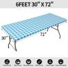 imageSmiry Rectangle Picnic Table Cloth Elastic Waterproof Fitted Vinyl Tablecloth for 4 FT Tables Flannel Backed Buffalo Plaid Table Covers for Dining Camping Outdoor White and Grey 30quot x 48quotAqua and White