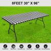 imageSmiry Rectangle Picnic Table Cloth Elastic Waterproof Fitted Vinyl Tablecloth for 4 FT Tables Flannel Backed Buffalo Plaid Table Covers for Dining Camping Outdoor White and Grey 30quot x 48quotBlack and White