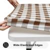 imageSmiry Rectangle Picnic Table Cloth Elastic Waterproof Fitted Vinyl Tablecloth for 4 FT Tables Flannel Backed Buffalo Plaid Table Covers for Dining Camping Outdoor White and Grey 30quot x 48quotBrown and White