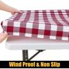 imageSmiry Rectangle Picnic Table Cloth Elastic Waterproof Fitted Vinyl Tablecloth for 4 FT Tables Flannel Backed Buffalo Plaid Table Covers for Dining Camping Outdoor White and Grey 30quot x 48quotBurgundy and White