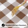imageSmiry Rectangle Picnic Table Cloth Elastic Waterproof Fitted Vinyl Tablecloth for 4 FT Tables Flannel Backed Buffalo Plaid Table Covers for Dining Camping Outdoor White and Grey 30quot x 48quotBrown and White