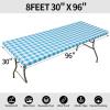 imageSmiry Rectangle Picnic Table Cloth Elastic Waterproof Fitted Vinyl Tablecloth for 4 FT Tables Flannel Backed Buffalo Plaid Table Covers for Dining Camping Outdoor White and Grey 30quot x 48quotAqua and White