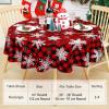 imageSmiry Snowflake Flannel Backed Vinyl Tablecloth Waterproof Round Table Cloth Wipeable Christmas Table Cover for Indoor and Outdoor 60quot Round Black and Red