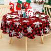 imageSmiry Snowflake Flannel Backed Vinyl Tablecloth Waterproof Round Table Cloth Wipeable Christmas Table Cover for Indoor and Outdoor 60quot Round Black and Red