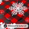 imageSmiry Snowflake Flannel Backed Vinyl Tablecloth Waterproof Round Table Cloth Wipeable Christmas Table Cover for Indoor and Outdoor 60quot Round Black and Red