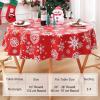 imageSmiry Snowflake Flannel Backed Vinyl Tablecloth Waterproof Round Table Cloth Wipeable Christmas Table Cover for Indoor and Outdoor 60quot Round Red