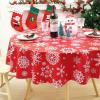 imageSmiry Snowflake Flannel Backed Vinyl Tablecloth Waterproof Round Table Cloth Wipeable Christmas Table Cover for Indoor and Outdoor 60quot Round Red