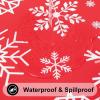 imageSmiry Snowflake Flannel Backed Vinyl Tablecloth Waterproof Round Table Cloth Wipeable Christmas Table Cover for Indoor and Outdoor 60quot Round Red