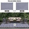imageSmiry Waterproof Outdoor Rug 5x8 ft Reversible Plastic Straw Patio Camping Rugs Outdoor Indoor RV Mat Carpet for Patio Outside Entry Backyard Deck Bench Picnic Camper White ampamp GreyWhite and Navy
