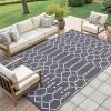 imageSmiry Waterproof Outdoor Rug 5x8 ft Reversible Plastic Straw Patio Camping Rugs Outdoor Indoor RV Mat Carpet for Patio Outside Entry Backyard Deck Bench Picnic Camper White ampamp GreyGrey