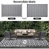 imageSmiry Waterproof Outdoor Rug 5x8 ft Reversible Plastic Straw Patio Camping Rugs Outdoor Indoor RV Mat Carpet for Patio Outside Entry Backyard Deck Bench Picnic Camper White ampamp GreyBlack and White