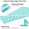 imageSmiry Waterproof Outdoor Rug 5x8 ft Reversible Plastic Straw Patio Camping Rugs Outdoor Indoor RV Mat Carpet for Patio Outside Entry Backyard Deck Bench Picnic Camper White ampamp GreyWhite and Teal
