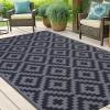 imageSmiry Waterproof Outdoor Rug 5x8 ft Reversible Plastic Straw Patio Camping Rugs Outdoor Indoor RV Mat Carpet for Patio Outside Entry Backyard Deck Bench Picnic Camper White ampamp GreyBlack and Grey