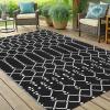 imageSmiry Waterproof Outdoor Rug 5x8 ft Reversible Plastic Straw Patio Camping Rugs Outdoor Indoor RV Mat Carpet for Patio Outside Entry Backyard Deck Bench Picnic Camper White ampamp GreyBlack