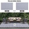 imageSmiry Waterproof Outdoor Rug 5x8 ft Reversible Plastic Straw Patio Camping Rugs Outdoor Indoor RV Mat Carpet for Patio Outside Entry Backyard Deck Bench Picnic Camper White ampamp GreyWhite and Grey