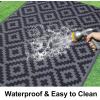 imageSmiry Waterproof Outdoor Rug 5x8 ft Reversible Plastic Straw Patio Camping Rugs Outdoor Indoor RV Mat Carpet for Patio Outside Entry Backyard Deck Bench Picnic Camper White ampamp GreyBlack and Grey