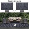 imageSmiry Waterproof Outdoor Rug 5x8 ft Reversible Plastic Straw Patio Camping Rugs Outdoor Indoor RV Mat Carpet for Patio Outside Entry Backyard Deck Bench Picnic Camper White ampamp GreyBlack and Grey