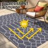 imageSmiry Waterproof Outdoor Rug 5x8 ft Reversible Plastic Straw Patio Camping Rugs Outdoor Indoor RV Mat Carpet for Patio Outside Entry Backyard Deck Bench Picnic Camper White ampamp GreyGrey