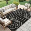 imageSmiry Waterproof Outdoor Rug 5x8 ft Reversible Plastic Straw Patio Camping Rugs Outdoor Indoor RV Mat Carpet for Patio Outside Entry Backyard Deck Bench Picnic Camper White ampamp GreyBeige