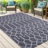 imageSmiry Waterproof Outdoor Rug 5x8 ft Reversible Plastic Straw Patio Camping Rugs Outdoor Indoor RV Mat Carpet for Patio Outside Entry Backyard Deck Bench Picnic Camper White ampamp GreyGrey
