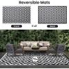 imageSmiry Waterproof Outdoor Rug 5x8 ft Reversible Plastic Straw Patio Camping Rugs Outdoor Indoor RV Mat Carpet for Patio Outside Entry Backyard Deck Bench Picnic Camper White ampamp GreyBlack and White