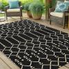 imageSmiry Waterproof Outdoor Rug 5x8 ft Reversible Plastic Straw Patio Camping Rugs Outdoor Indoor RV Mat Carpet for Patio Outside Entry Backyard Deck Bench Picnic Camper White ampamp GreyBeige