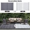 imageSmiry Waterproof Outdoor Rug 5x8 ft Reversible Plastic Straw Patio Camping Rugs Outdoor Indoor RV Mat Carpet for Patio Outside Entry Backyard Deck Bench Picnic Camper White ampamp GreyGrey