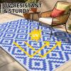 imageSmiry Waterproof Outdoor Rug 5x8 ft Reversible Plastic Straw Patio Camping Rugs Outdoor Indoor RV Mat Carpet for Patio Outside Entry Backyard Deck Bench Picnic Camper White ampamp GreyWhite and Blue