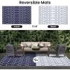 imageSmiry Waterproof Outdoor Rug 5x8 ft Reversible Plastic Straw Patio Camping Rugs Outdoor Indoor RV Mat Carpet for Patio Outside Entry Backyard Deck Bench Picnic Camper White ampamp GreyNavy