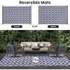 imageSmiry Waterproof Outdoor Rug 5x8 ft Reversible Plastic Straw Patio Camping Rugs Outdoor Indoor RV Mat Carpet for Patio Outside Entry Backyard Deck Bench Picnic Camper White ampamp GreyWhite and Navy
