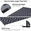 imageSmiry Waterproof Outdoor Rug 5x8 ft Reversible Plastic Straw Patio Camping Rugs Outdoor Indoor RV Mat Carpet for Patio Outside Entry Backyard Deck Bench Picnic Camper White ampamp GreyBlack and Grey