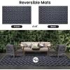 imageSmiry Waterproof Outdoor Rug 5x8 ft Reversible Plastic Straw Patio Camping Rugs Outdoor Indoor RV Mat Carpet for Patio Outside Entry Backyard Deck Bench Picnic Camper White ampamp GreyBlack and Grey